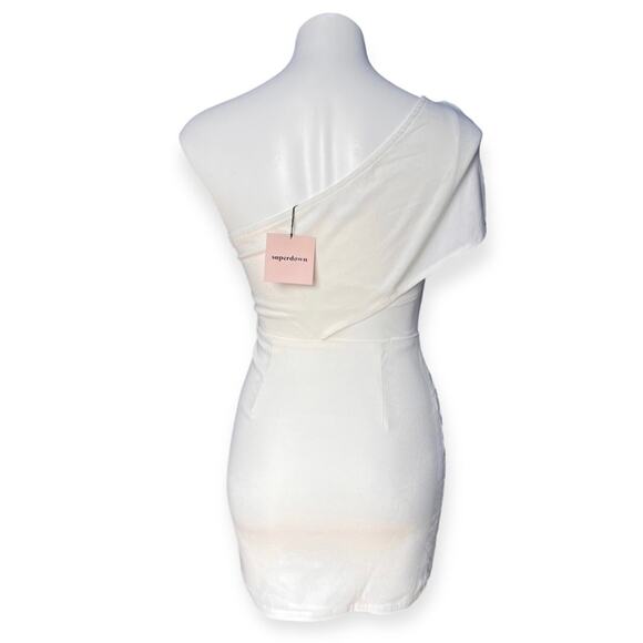 NWT Superdown white one shoulder asymmetrical mini dress size small - Picture 3 of 13